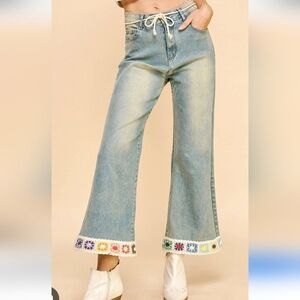 DAVI & DANI Denim Jeans with Multicolor Hem